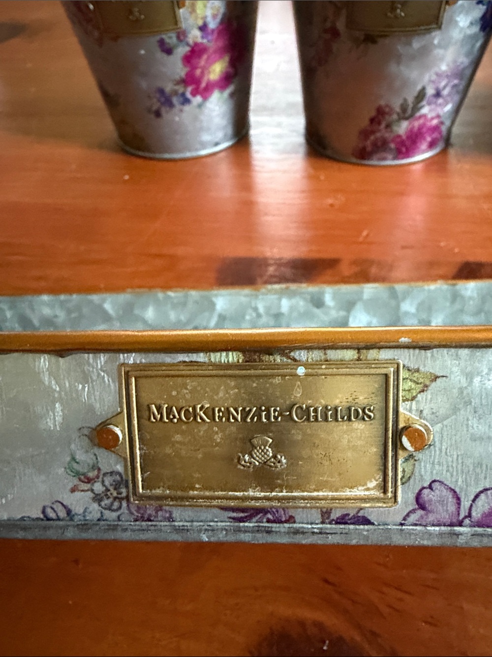 Mackenzie-Childs Flower Market Herb Pots & Tray Set 3 English Garden Cottagecore - Picture 10 of 12
